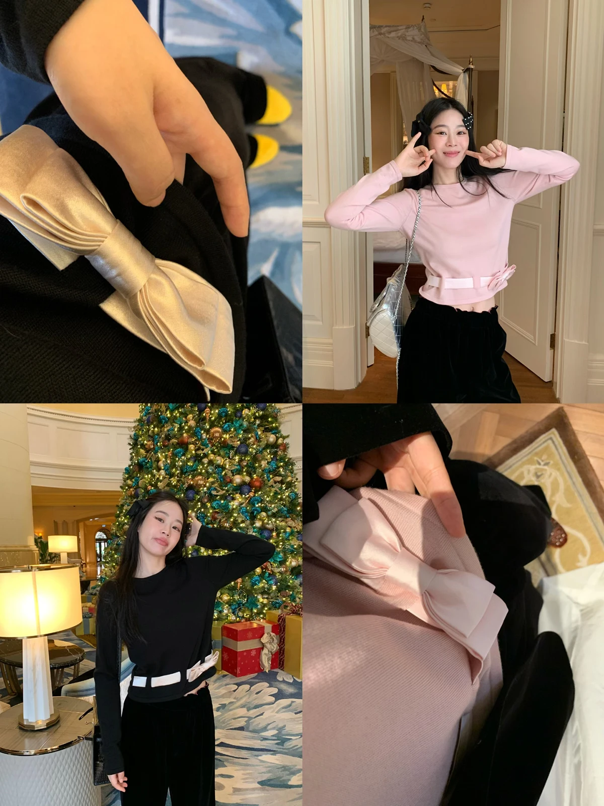 

Champagne Bla Gold Satin Bowknot 00 Wool Knitted Sweater Waist Belt Women's Faion Spring round Ne Long Sve Slim Fit...