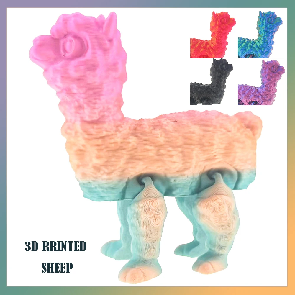 3D Printed Toys Model Sheep Multi-joint Movable alpaca Animal Figures Ornament Decorative Desktop Creativity Novelty Kids Gifts