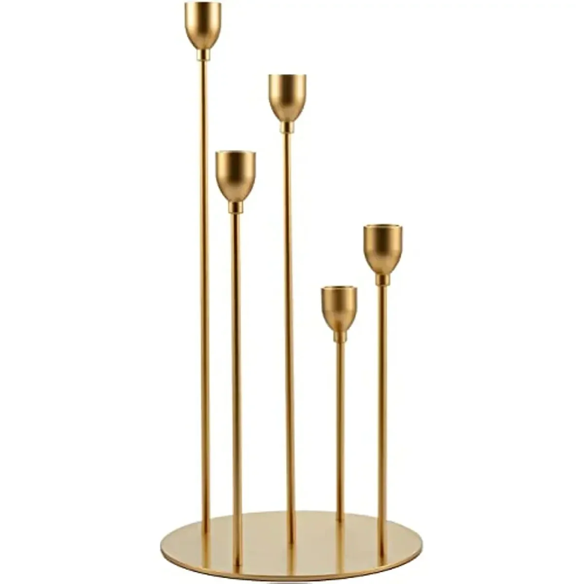 Gold 5 Arms Candelabra Taper Candle Holders  Table Centerpieces, Metal Candlestick Holder  Wedding Christmas Party Decor