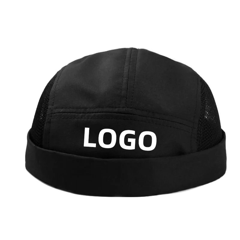 New Punk Fashion Beanies Mesh Hat For Men Without Brimless Caps Bonnets Hats Quick Dry Hip Hop Streetwear Adjustable Cap No Brim