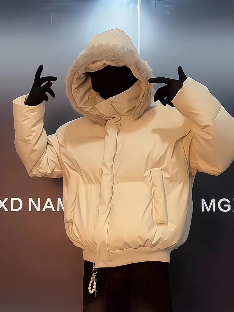 

Warmth Bomber Jaet Men's Winter Thiened ort Sle Fce Lined Bread Sle Coat Stand Version Polyester Fiber