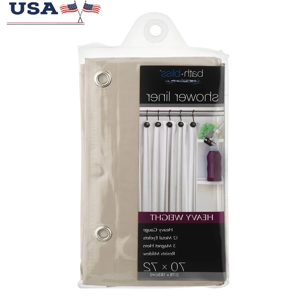 

Shower Curtains - 70x72 Inches, Waterproof Mildew Resistant, with 3 Magnets & 12 Metal Eyelets, Heavy Gauge PVC