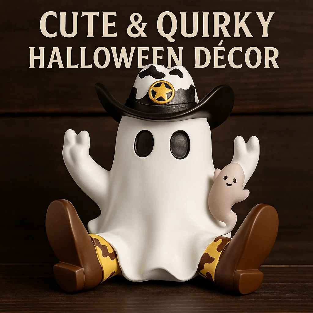 

2025 Halloween Ghost Cowboy Resin Statue Funny Western Ghost Figurine For Indoor Table Centerpiece Holiday Home Decor