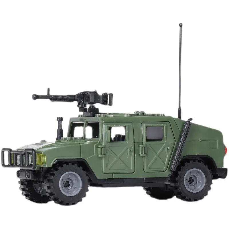 US Military Army Armored Vehicle SUV Car Mini Action Figures Army Battle Model Parts Building Blocks Toys for Boys No Playmobil