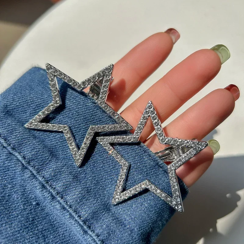 

2pcs Sweel Cool Kids Girl Hair Clip Shiny Diamond Star Hair Clips Silver Metal Hairpins Trendy Children Fashion Accessories