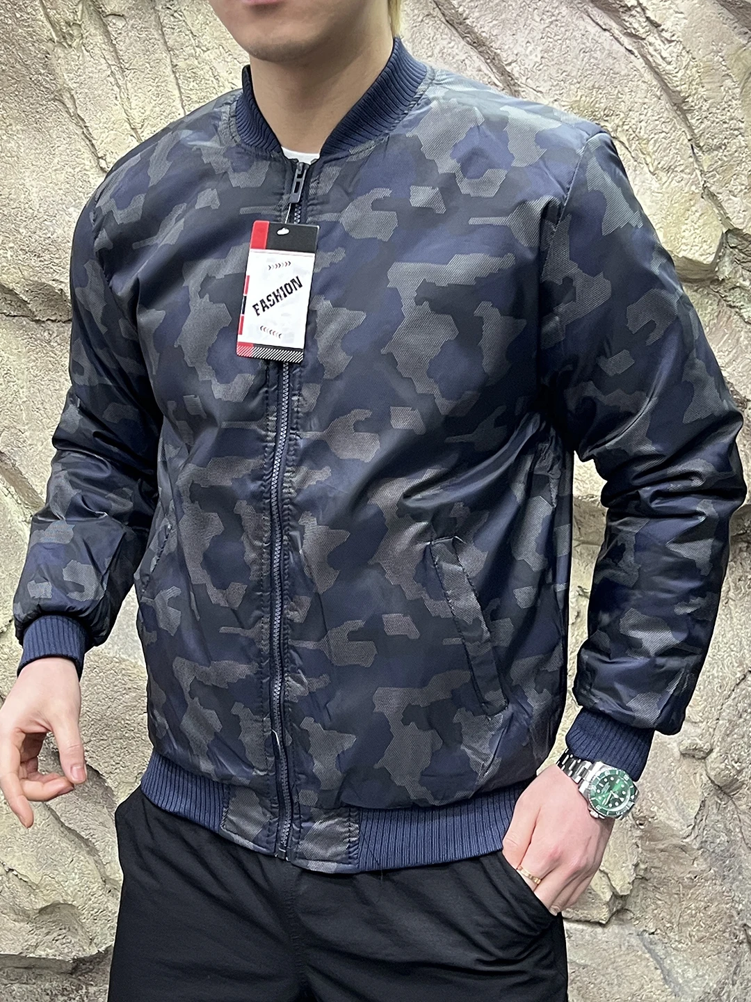 Outdoor Men's Cotton Jacket Camouflage Print Baseball Collar Waterproof Coating Autumn Winter Warm Long Sleeve Standard Fit