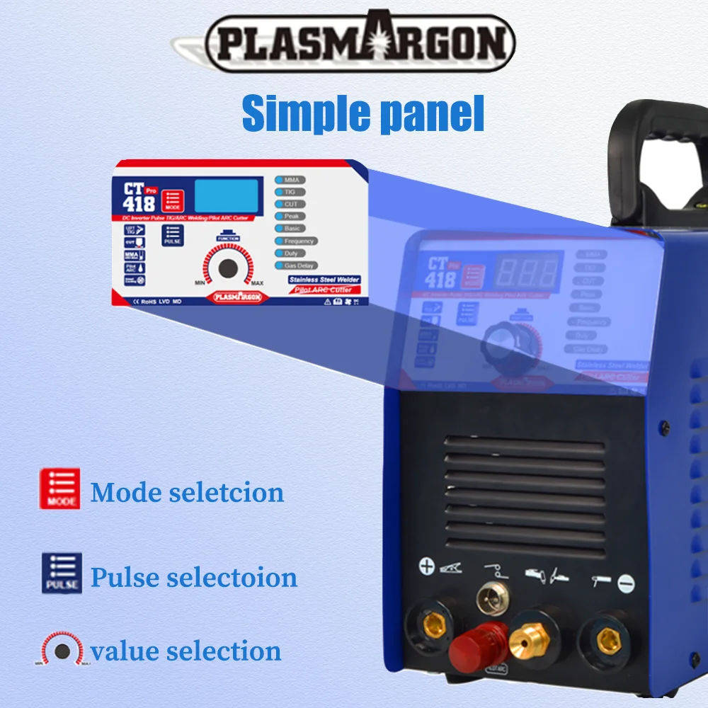 Plasmargon 4 in 1 Welding Machine CT418P TIG/CUT/MMA/PULSE Multifunction Pilot Arc Plasma Cutting Machine