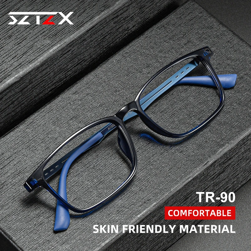 SZTZX Ultra-Light Rubber Pure Titanium Reading Glasses Blue Light Blocking Myopia Hyperopia Optical Glasses Prescription Eyewear