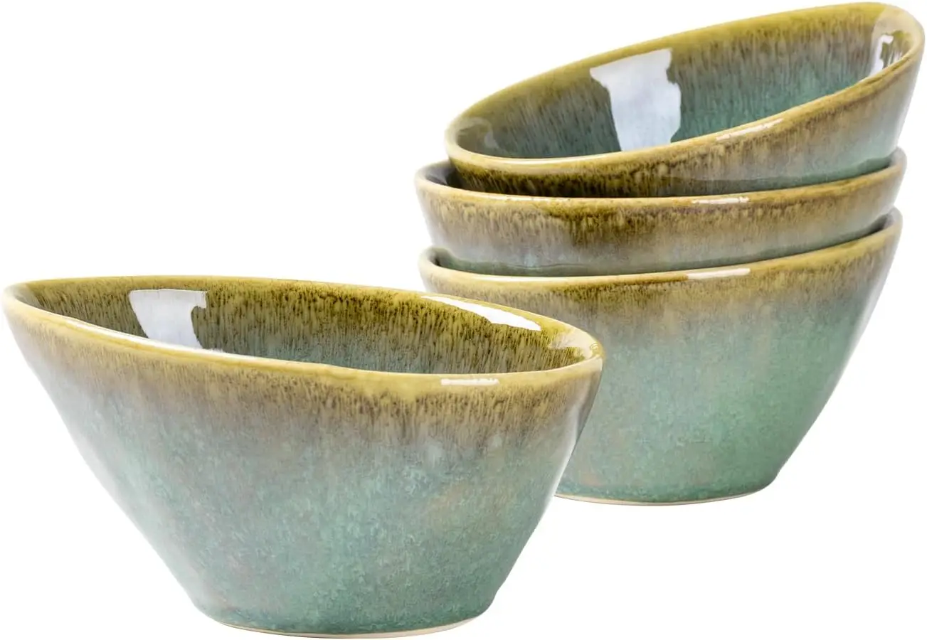 

Ceramic 20 oz Salad Bowls Set, Slanted Snack Bowl Set of 4, Porcelain Serving Bowls for Soup, Dessert, Microwave & Dish