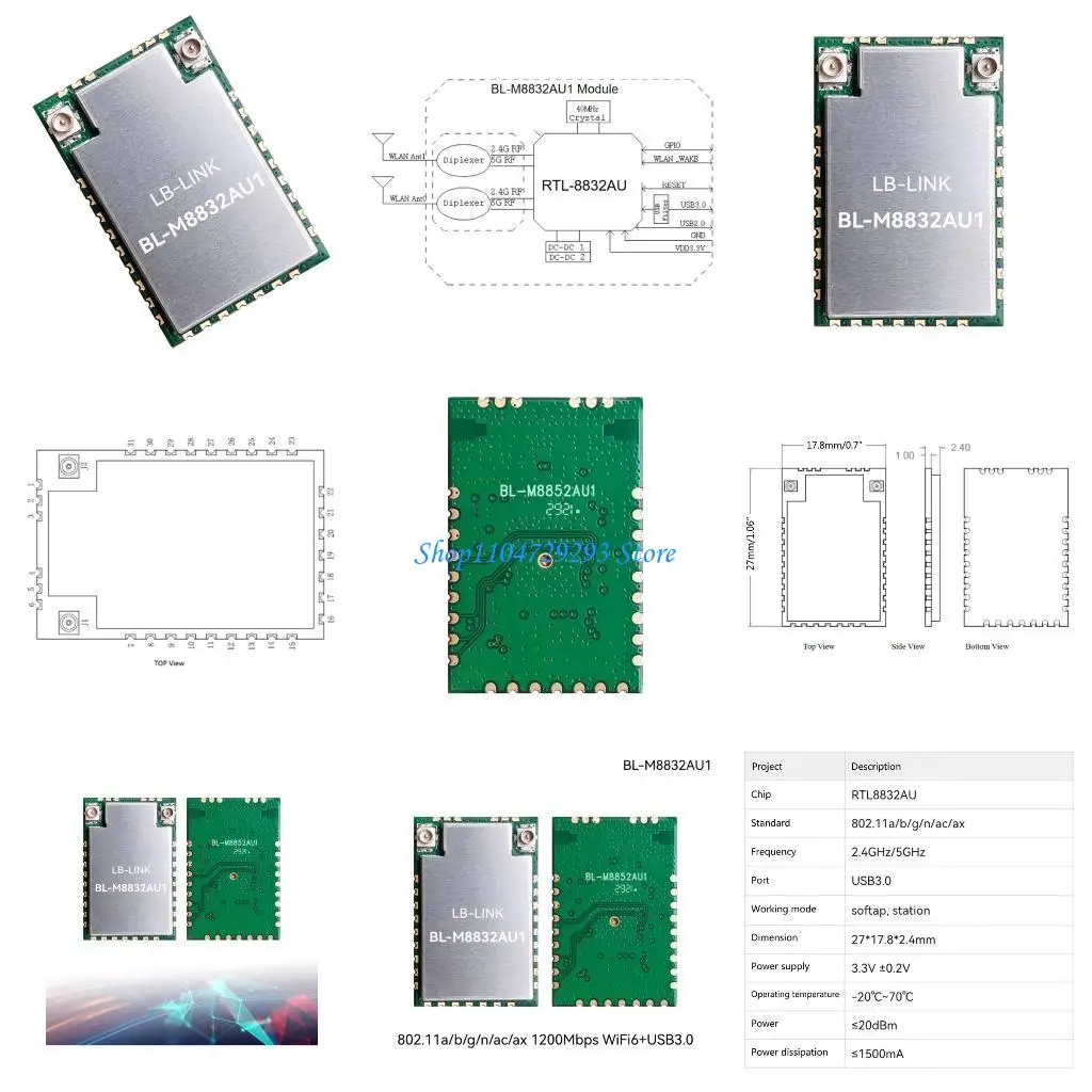 

Y2GD RTL8832AU WiFi Networks Card 802.11AX 2.4GHz 5GHz 1200Mbps Wireless Card USB3.0