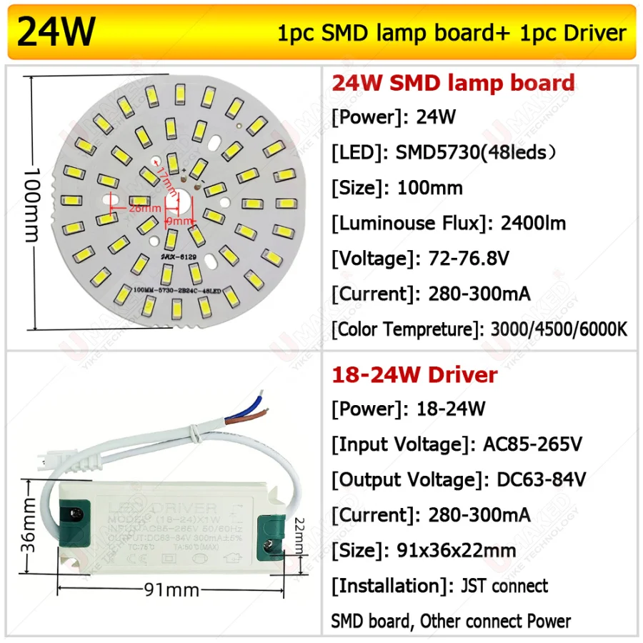 3-100W 5730SMD led Light Board Led Lamp Panel For Ceiling downlight +LED power supply driver,led lighting source, led PCB board