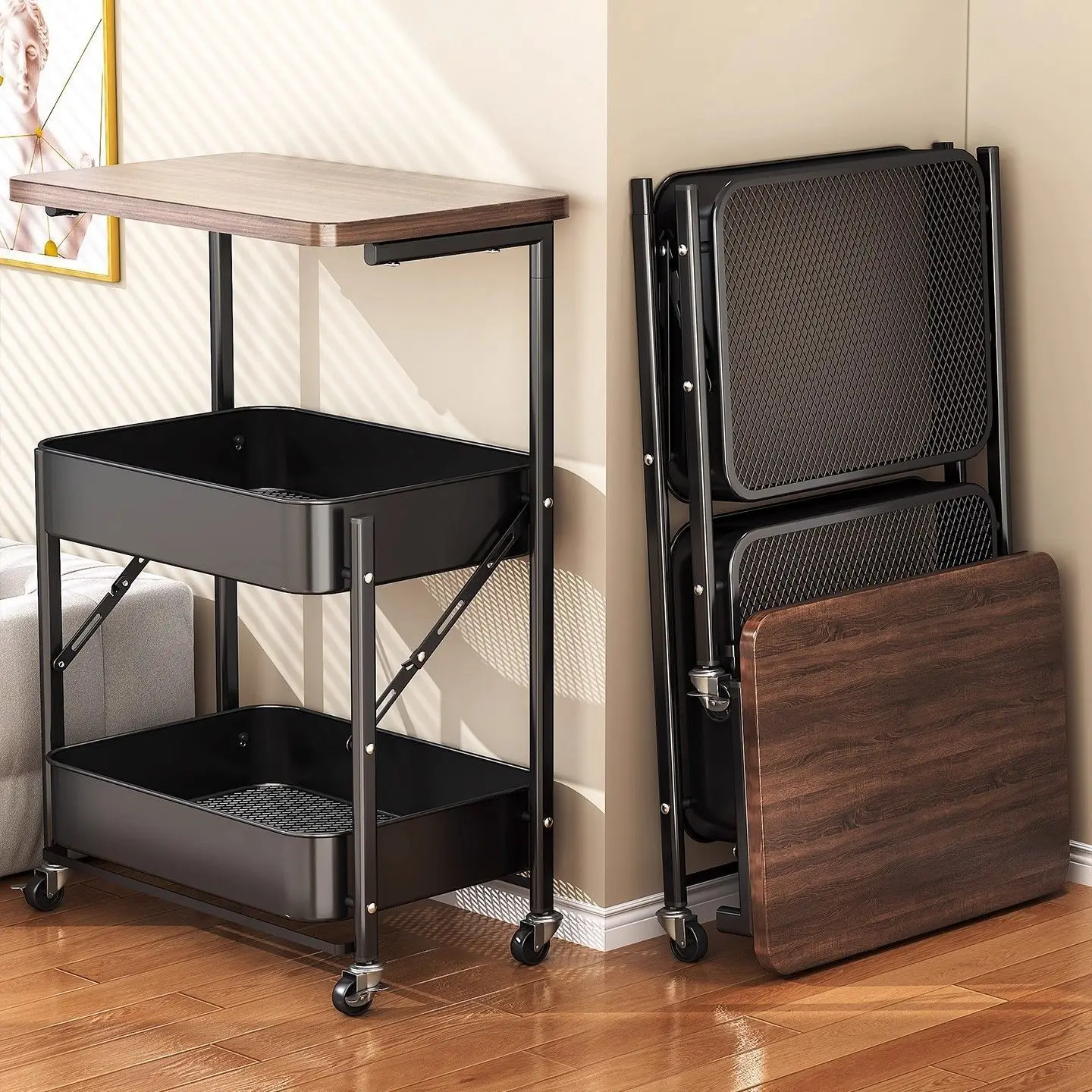 chariot-de-rangement-mobile-pliable-avec-housse-de-protection-solaire-rangement-pour-collations-avec-roulettes-table-d'appoint-de-canape-table-de-chevet