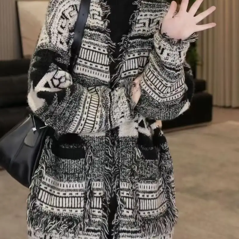 

Hot 2025 Autumn Winter New Women Fashion Soft Loose Casual Versatile Sweater Tops Lazy Stylish Su Fringed Cardigan Jacket Tops