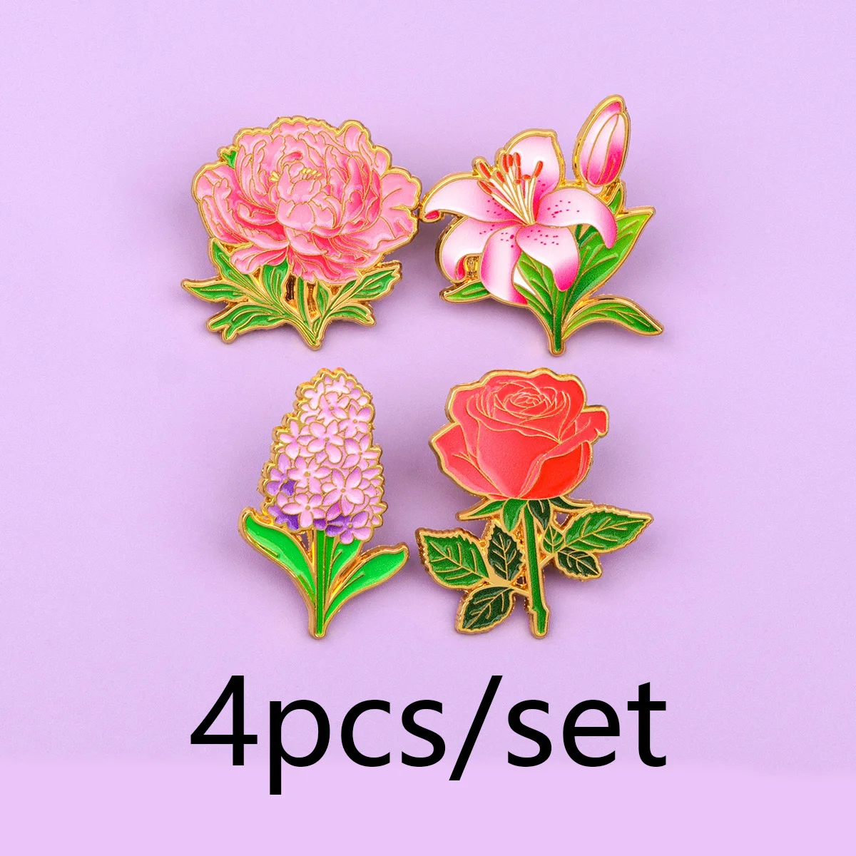 4 teile/satz Blumen Broschen Für Frauen Rose Emaille Pin Vintage Metall Abzeichen Schmuck Kleidung Rucksack Zubehör Mutter Geschenk