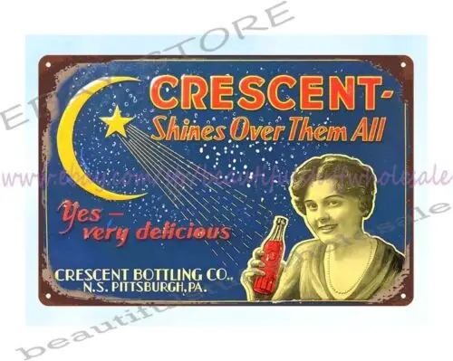 wall pub cafe home plaques CRESCENT BOTTLING PITTSBURGH PA metal tin sign