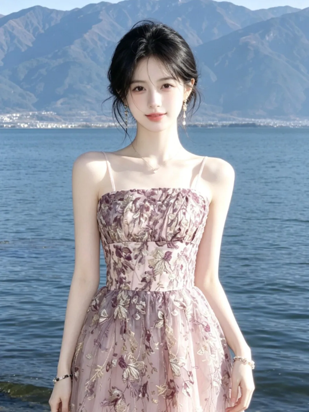 

Elegant Puffy Skirt Dress Gentle Waist-Cinching Summer Cotton Blend No-Sleeve Women's Fashion Business Casual City Walk