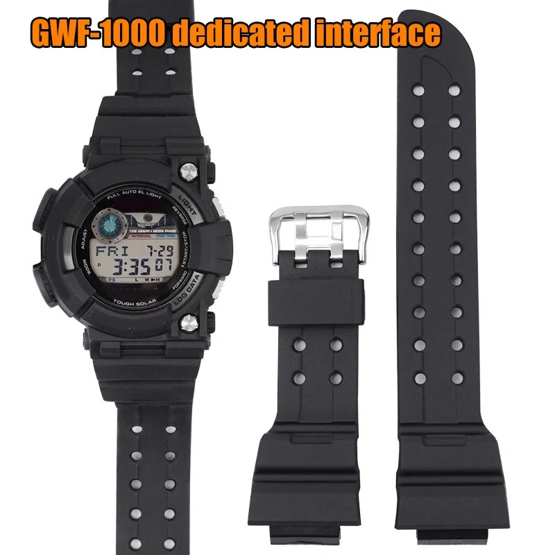 Correa de goma negra para Casio G-SHOCK GWF-1000 serie FROGMAN, repuesto de pulsera deportiva de silicona resistente al agua para hombre