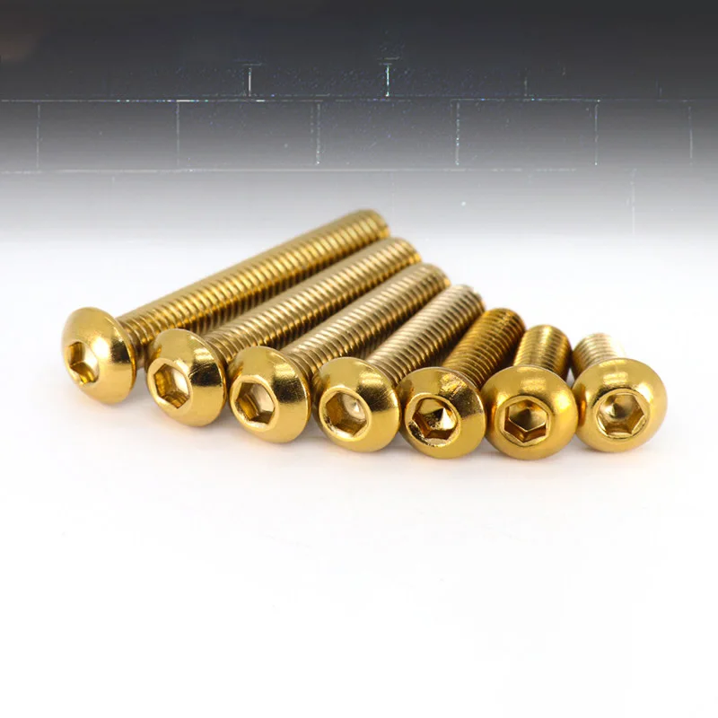 2Pcs 304 Stainless Steel Half Round Head Hexagonal Screw M4 M5 M6 M8 Mushroom Head Bolt Titanium Gold Motorcycle DIY screws