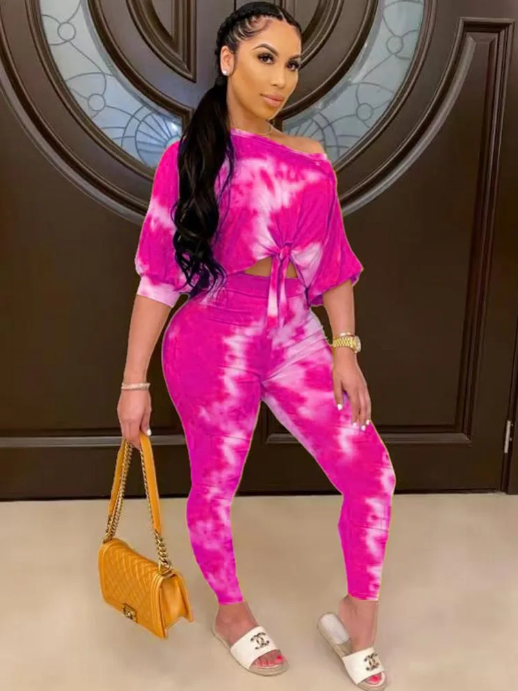 

2 Piece Women Sets 2025 New Arrival Autumn Winter Matching Sets Tie Dye Sport SweatsTop And Pants Suits Outfits Clothing