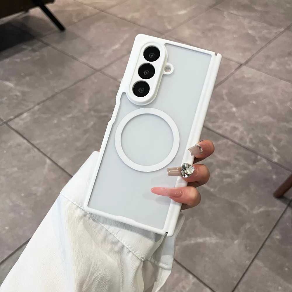 Matte Frosted Clear Phone Case For Samsung Z Fold 8 Ultra 7 Magnetic Wireless Charging Spring Hinge Protecting Soft Edge Cover