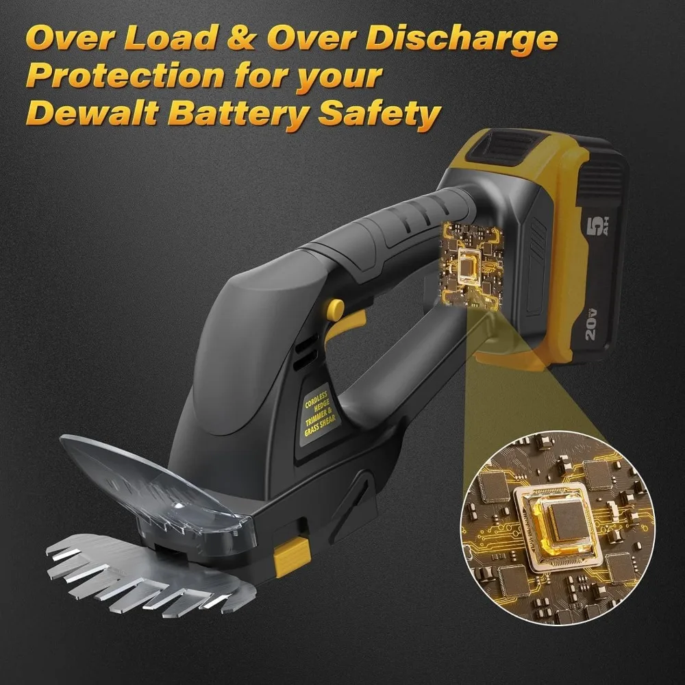 ماكينة تشذيب التحوط والعشب اللاسلكية 2 في 1، 1500 دورة في الدقيقة، متوافقة مع بطاريات 20 فولت كحد أقصى، للعناية بالحديقة (أسود)