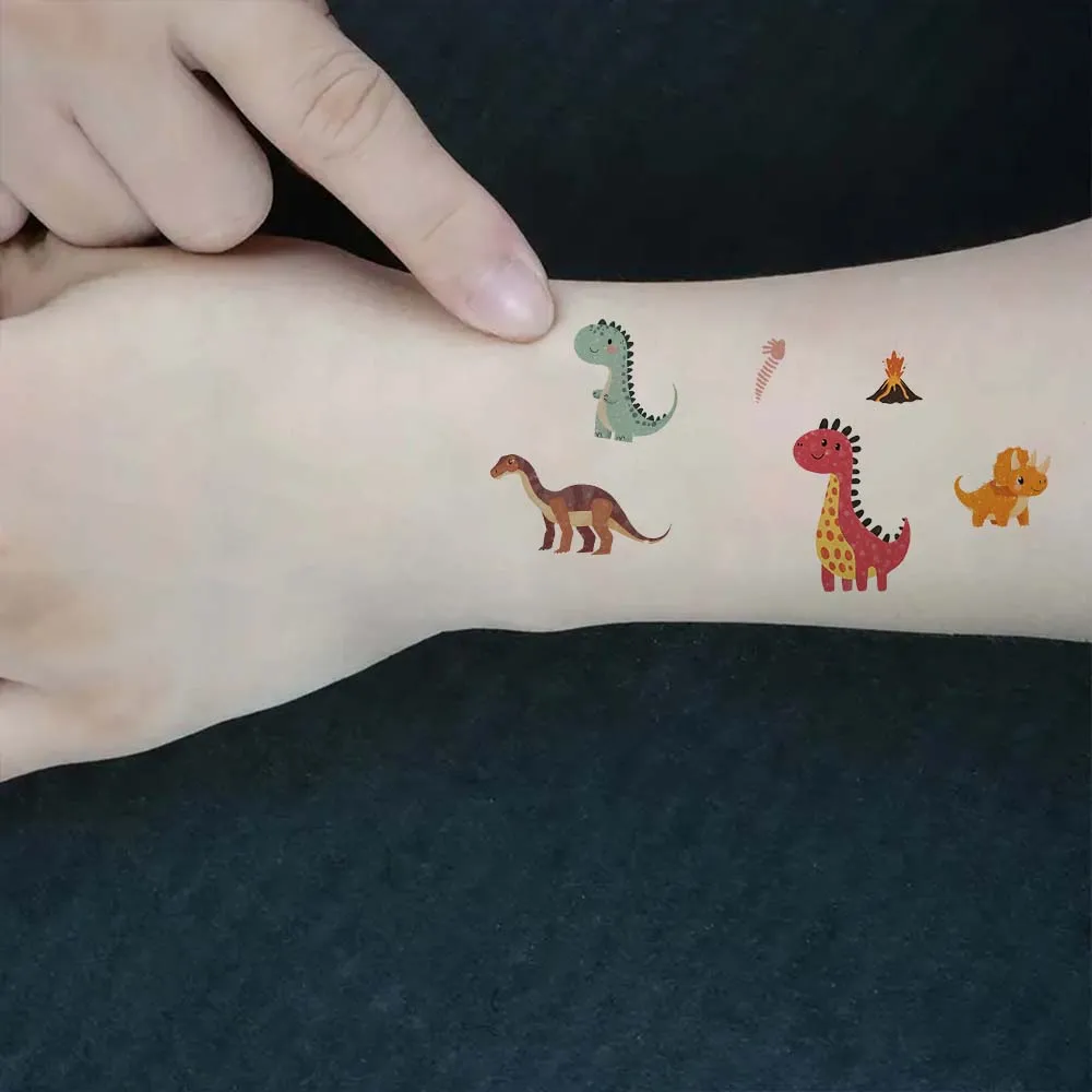 10 pçs/set glitter dinossauro tatuagem adesivo festa de aniversário suprimentos adesivos decorações melhores presentes para meninos e meninas