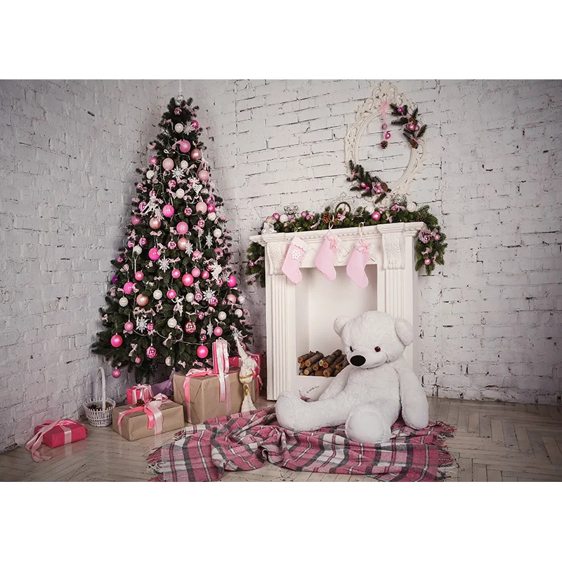 Fondali di natale camino albero inverno interno bambino ritratto fotografia sfondo per Studio fotografico fotofono 21522DHY-03