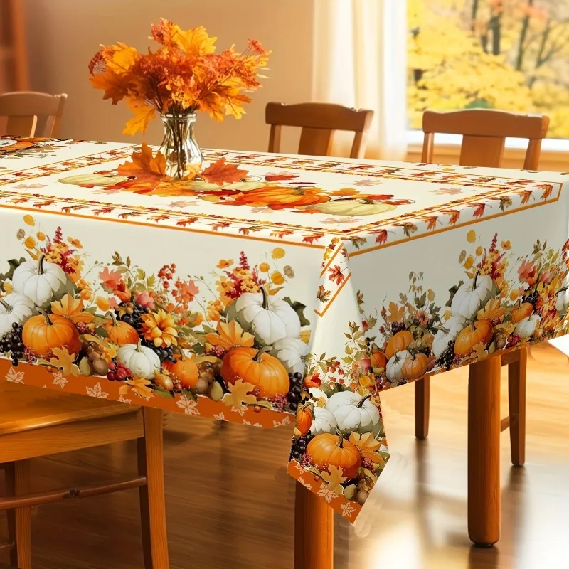 1pc Midy Pumpkin Fall Festival Tablecloth - Warm and Grateful Atmosphere - Beautiful and Practical - Thanksgiving Family Usezyc