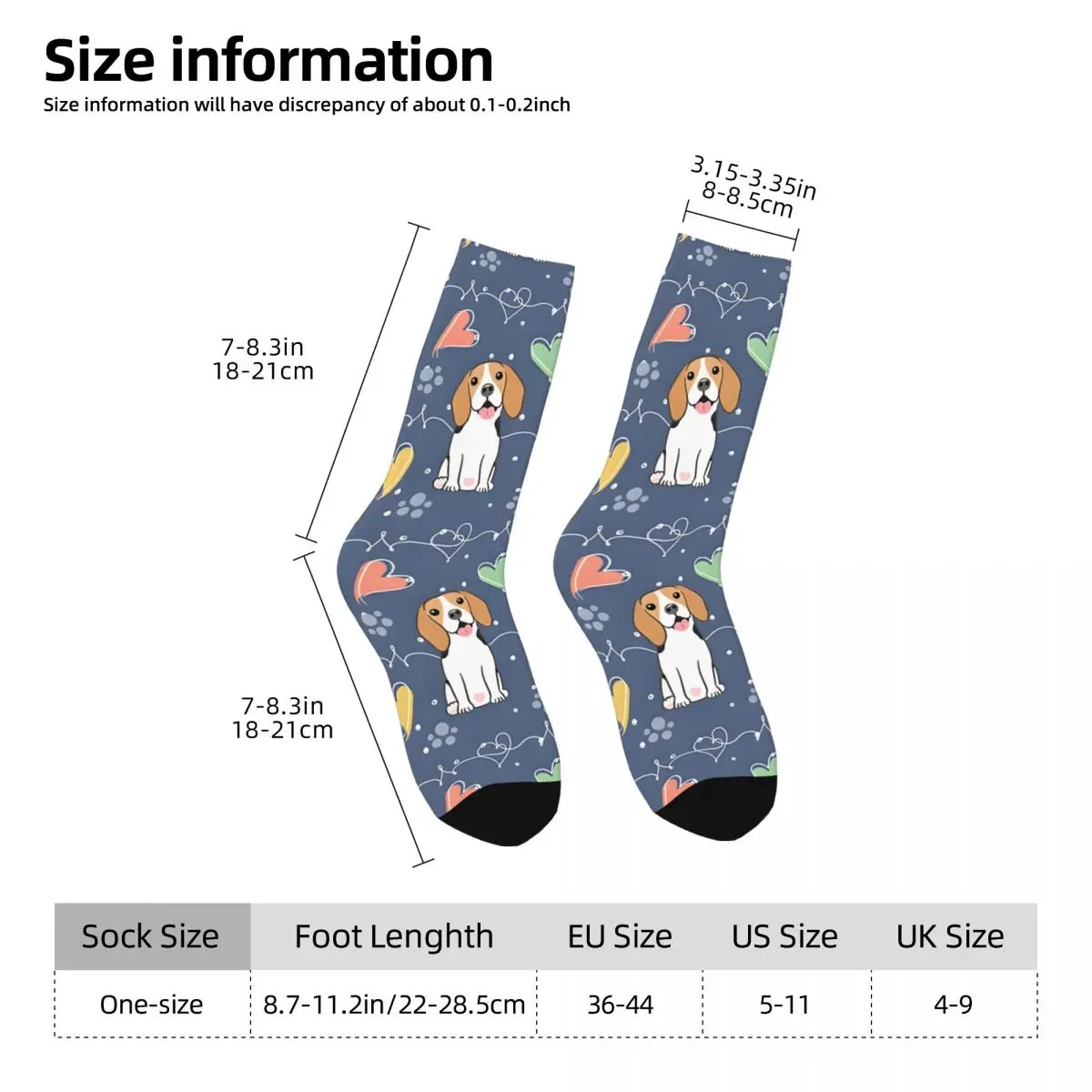 Szalona kompresja Love Beagle - Tricolor 2 skarpety męskie Harajuku Quality Pattern Crew Sock Casual