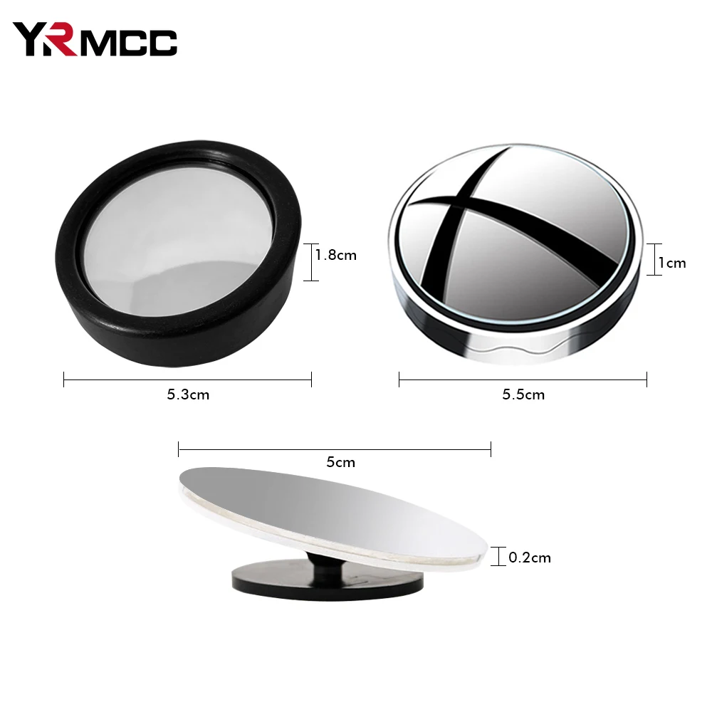 2pcs Car Rear View Mirror  360 °Adjustable Clear Rearview  Round Mirror Large Vision Reverse Assist Mini Car Blind Spot Mirror