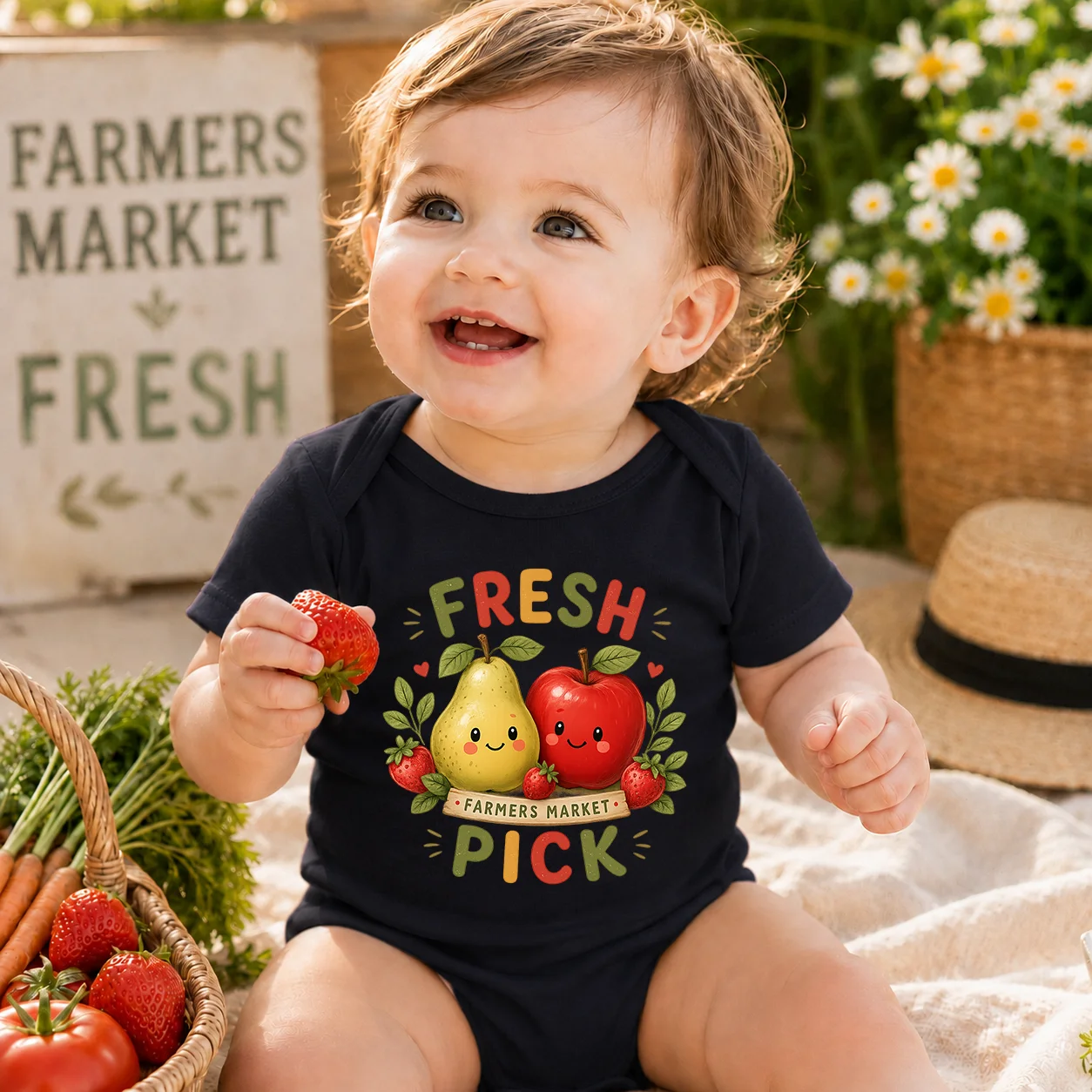 Baby Clothing Brands - Sevimli Taze Meyve Çiftlik Pazarı Baskılı