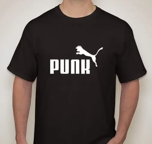 Punk Cat Jumping cat logo spiked hair  funny small-5XL available rock