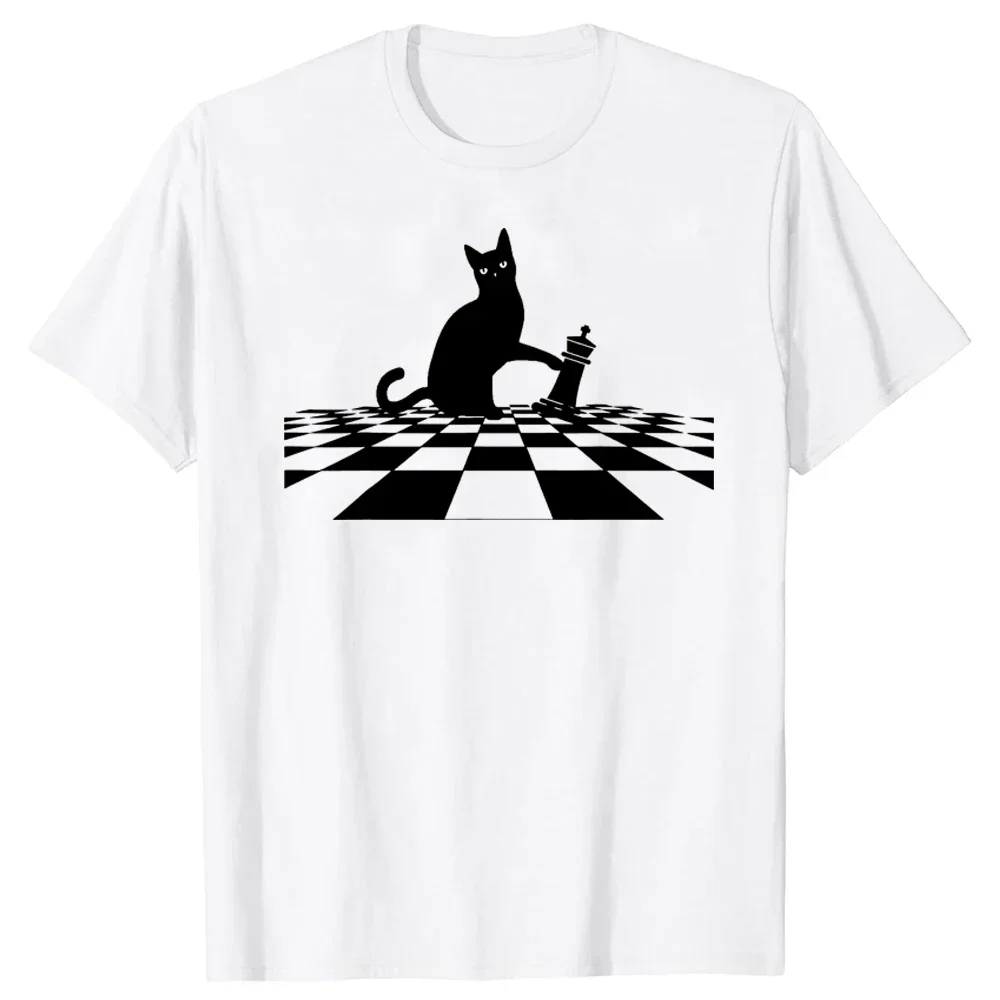 Black Cat Chess Checkmate Novelty T Shirts Summer Basketball Game Board Short Sleeve Birthday Gifts T-shirt Mens Clothing