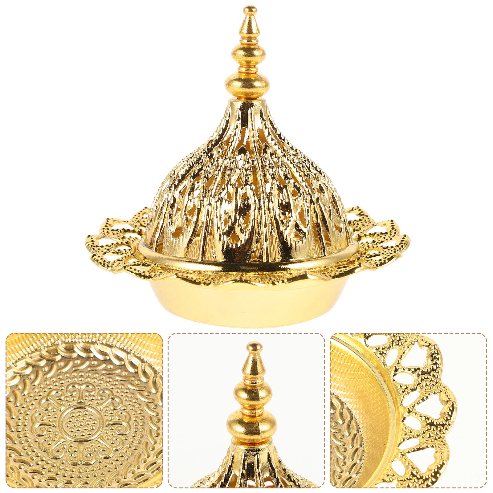 

2pcs Metal Incense Burner Gold Hollow Design For Aromatherapy Meditation Cone Stick Holder Ashes Catcher Home Decor
