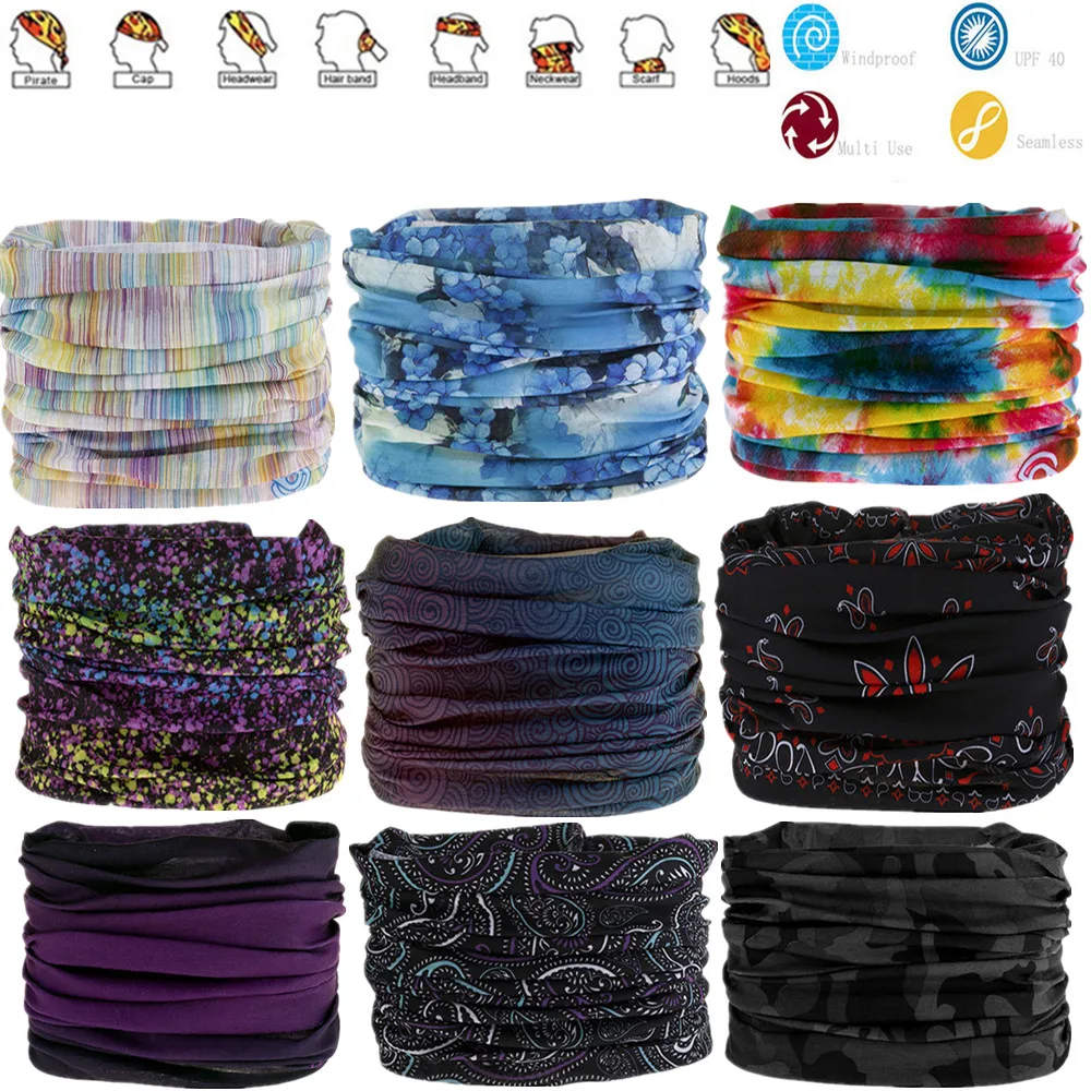 1801-1850 Outdoor Scarf Ring Sun Protection Seamless Tubular Riding Camping Magic Bandanas Tube Scarf Men Women Headband Hijab