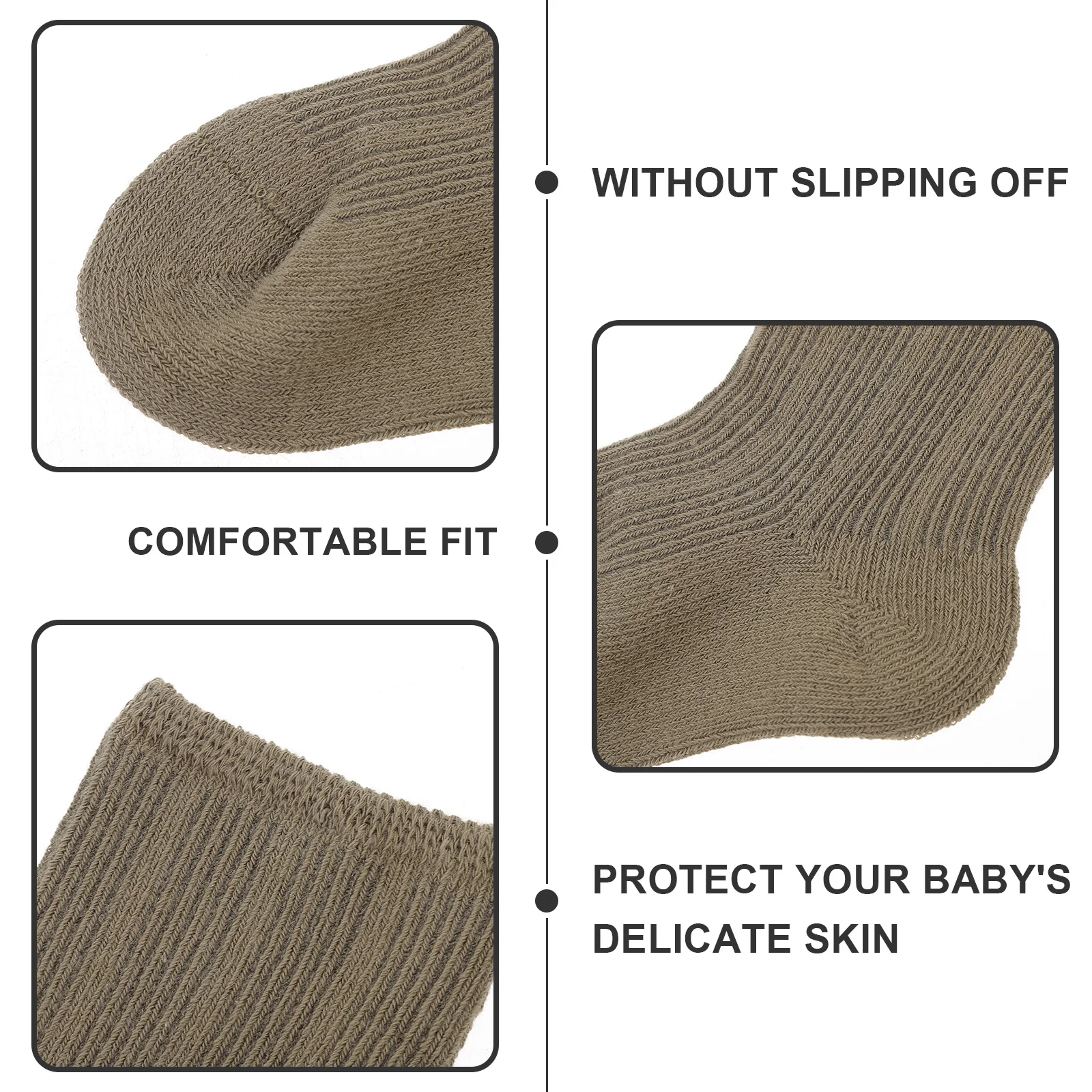 

3Pairs Baby Mid-Tube Socks Warm Comfortable Breathable Fit Non-Slip Newborn Toddler Socks for Spring Autumn Winter