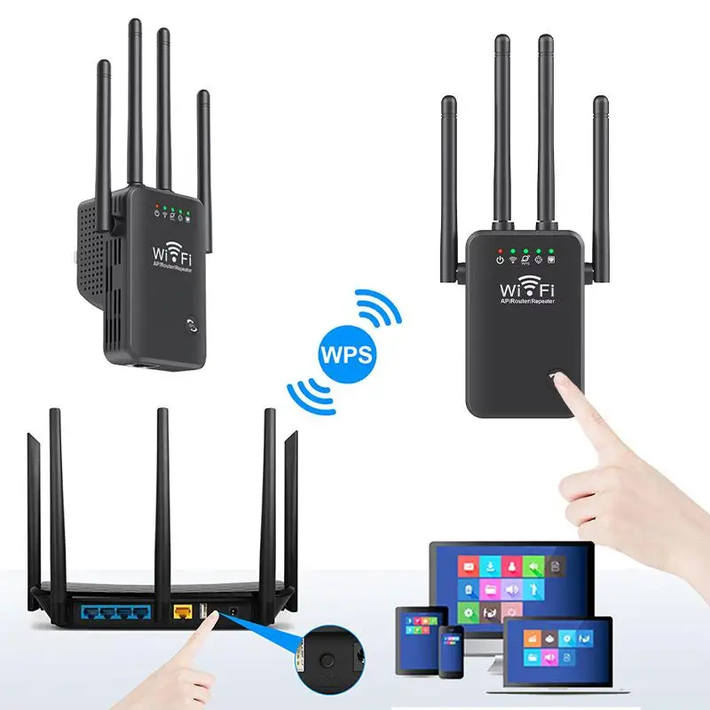 

WiFi Extenders Signal Booster 2.4G Wireless WiFi Internet Repeater 300Mbps 4 Antenna Long Range With Ethernet Port For Home