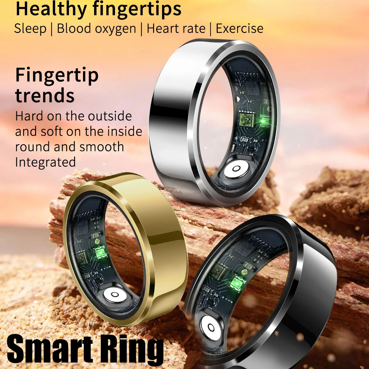 

2025 New Smart Ring Man Woman Health Ring Heart Rate Blood Pressure Blood Oxygen Sleep IP68 Waterproof Multi-motion Mode Steps