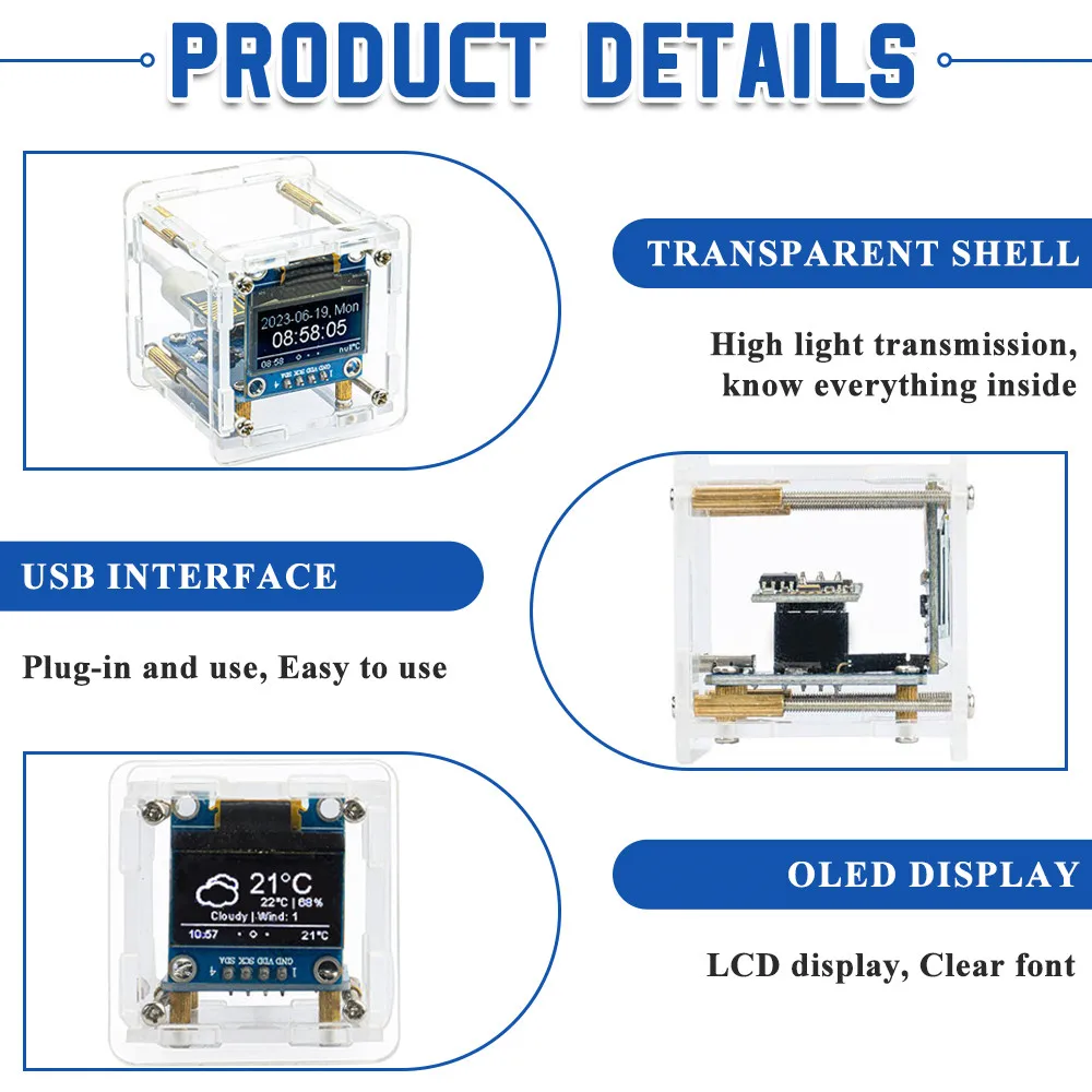 ESP8266 ミニ天気時計 WIFI デジタル時計電子多機能気象ステーション DIY はんだ付けキット