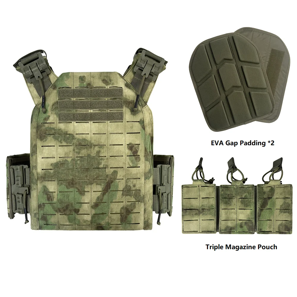 UNIONTAC 1000D Nylon Laser Cutting Modular tactical Quick release vest with 1 Pair EVA gap padding and Triple mag Pouch