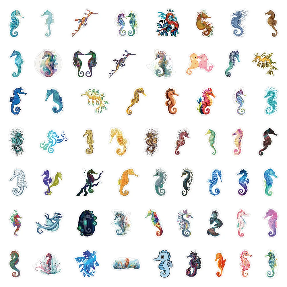 10/30/60PCS Cartoon Animal Seahorse Sticker Funny Personalized Creative Doodle Decal Toy for Motorcycle Scrapbook Shoe Rack