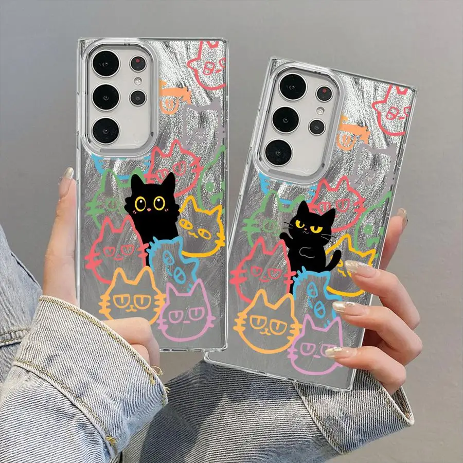 Cartoon Cat Art Patterns Phone Cover Case for Samsung Galaxy 25 Ultra S22 Plus S21 S23 S21+ S20 FE S20 FE S24Ultra