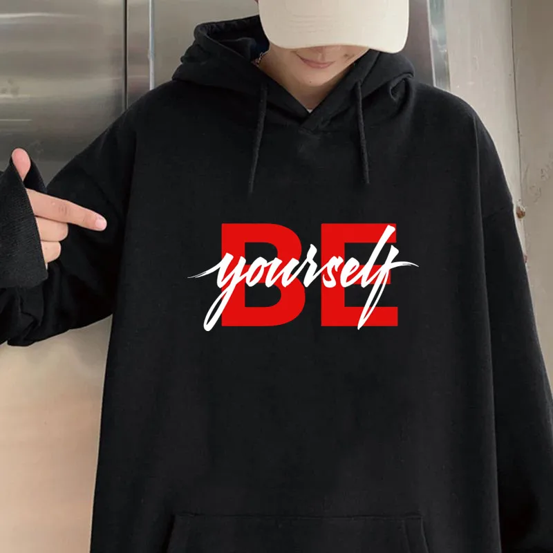 

BE Yourself Pullover Sweats Hoodie Fashion Letter Sweatshirts Hip Hop Harajuku Hoodies Oversized Streetwear Winter Hoody Clothes