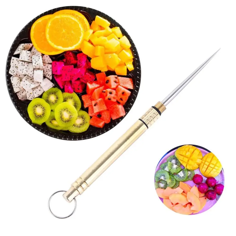 Titanium、 Tooth Cleaning Accessory Camping Tool Brass With Key Ring Toothpick Tube Brass Toothpick Toothpick Fruit Fork