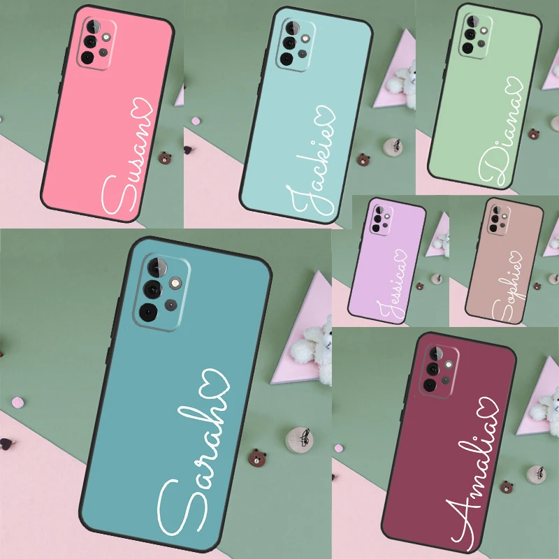 Personalised Custom Name Pastel Cover Back Case For Samsung Galaxy A54 A34 A24 A14 A12 A22 A32 A52 A51 A71 A13 A23 A33 A53