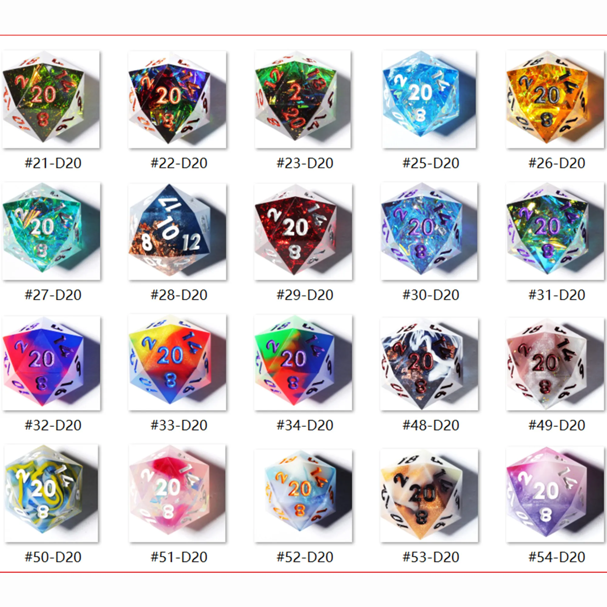 MINI PLANET Blind Box D20 Dice Polyhedral Resin 20 sided Dice TRPG Desktop Game Layered Sticker Flower Dragon Eye D20 Blind Box