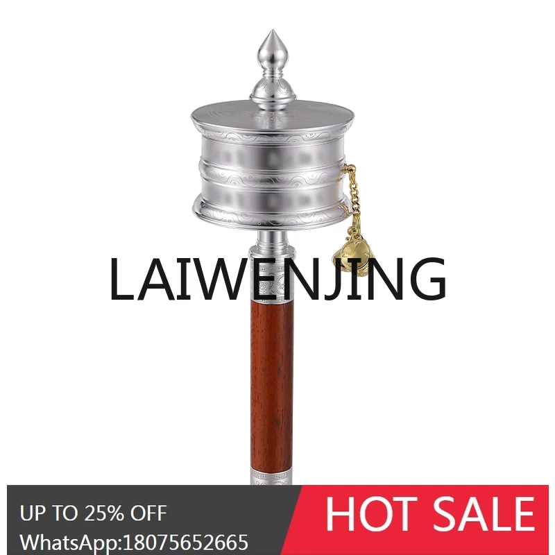 عجلة أسطوانية ذهبية قابلة للتحريك يدويًا على الطراز التبتي من الألومنيوم لتزيين سطح المكتب