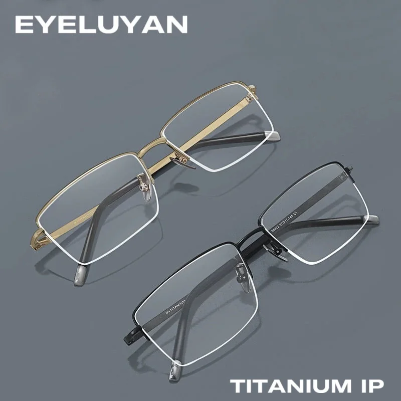 

EYELUYAN Big Size Eyewear Business Style Semi Rim Square Optical Glasses Frame Men Fashion Prescription Eyeglasses Frame