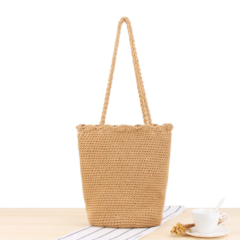 

Girls Clothing Accessories Small Bag One Shoulder Hand Woven Straw Bag Hand Crochet Cotton Rope Holiday Beach Leisure Bag
