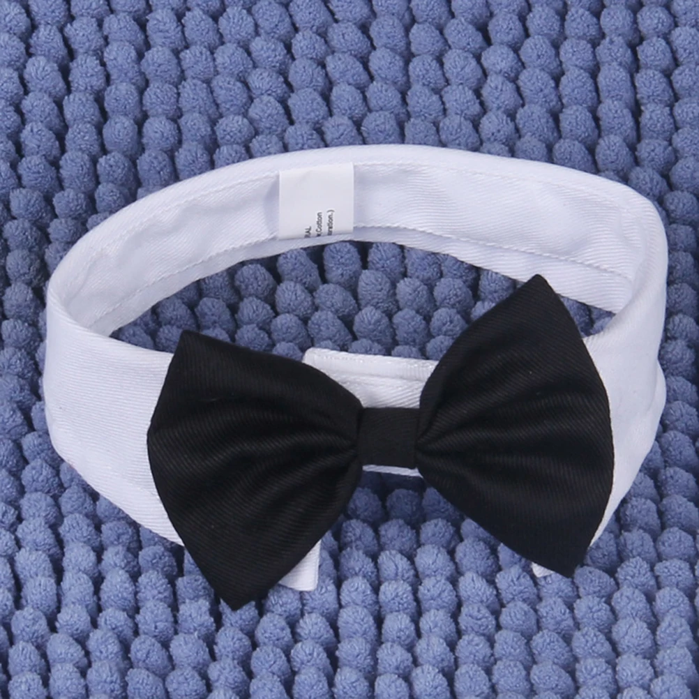 

Dog Bow Tie Collar Adjustable Cotton British Style White Black Size S Wedding Party Accessory For Dogs Pet Neck Wear Formal